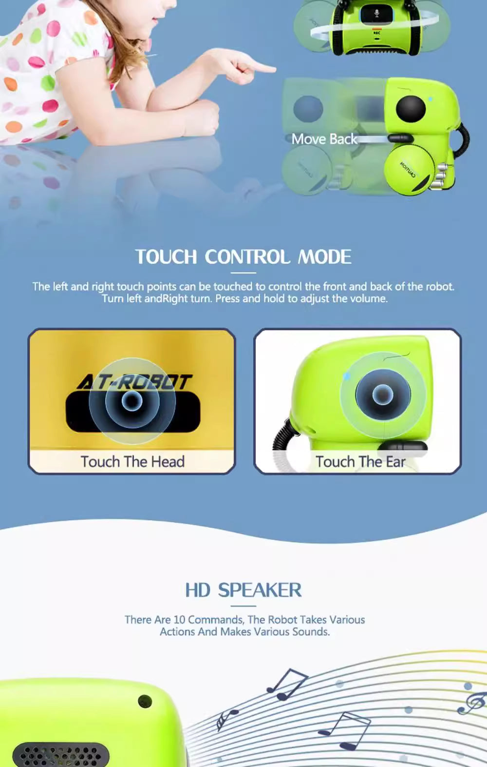 AT intelligent induction robot children's puzzle universal dancing early education story machine electric toy