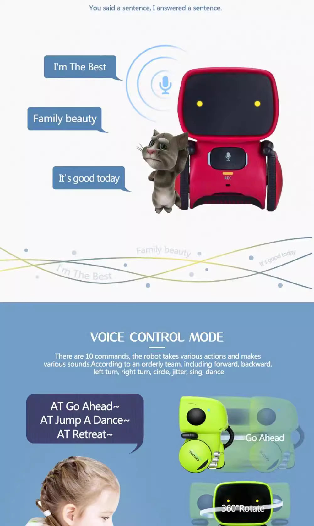 AT intelligent induction robot children's puzzle universal dancing early education story machine electric toy
